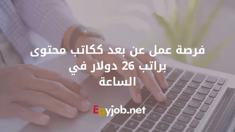 فرصة عمل عن بعد ككاتب محتوى براتب 26 دولار في الساعة