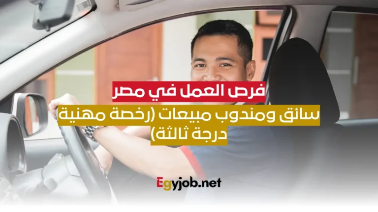 فرص العمل في مصر: سائق ومندوب مبيعات (رخصة مهنية درجة ثالثة)