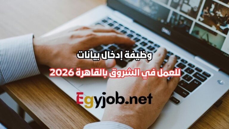 وظيفة إدخال بيانات (Data Entry) في الشروق بالقاهرة 2026 – دوام كامل داخل مقر الشركة وظيفة إدخال بيانات (Data Entry) في الشروق بالقاهرة 2026 – دوام كامل داخل مقر الشركة