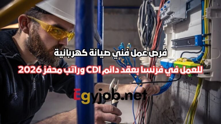 فرص عمل فني صيانة كهربائية في فرنسا بعقد دائم CDI وراتب محفز 2026 فرص عمل فني صيانة كهربائية في فرنسا بعقد دائم CDI وراتب محفز 2026